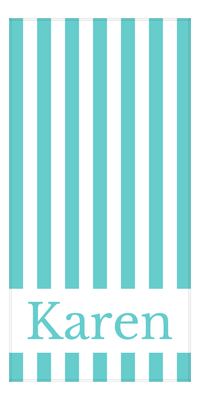 Thumbnail for Personalized Striped Beach Towel - Teal and White - Front View