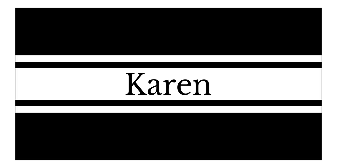 Personalized Striped Beach Towel - Black and White - Front View