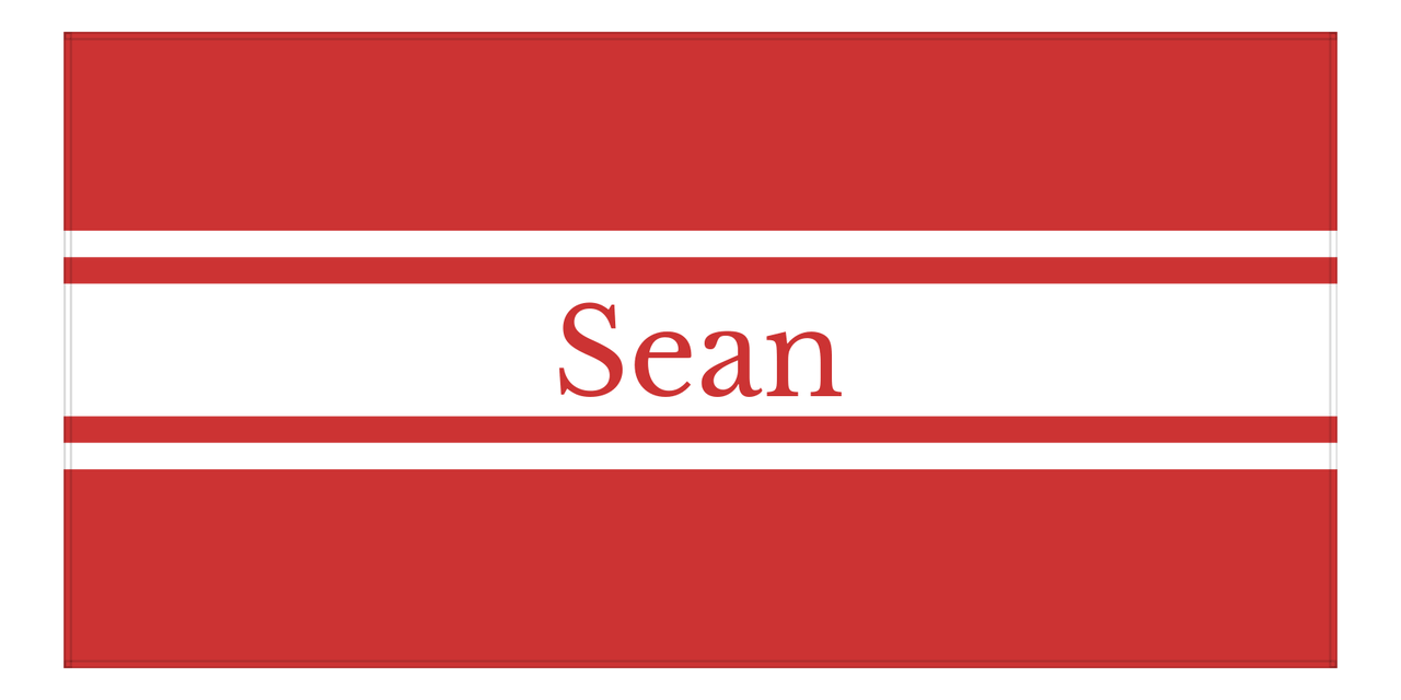 Personalized Striped Beach Towel - Red and White - Front View