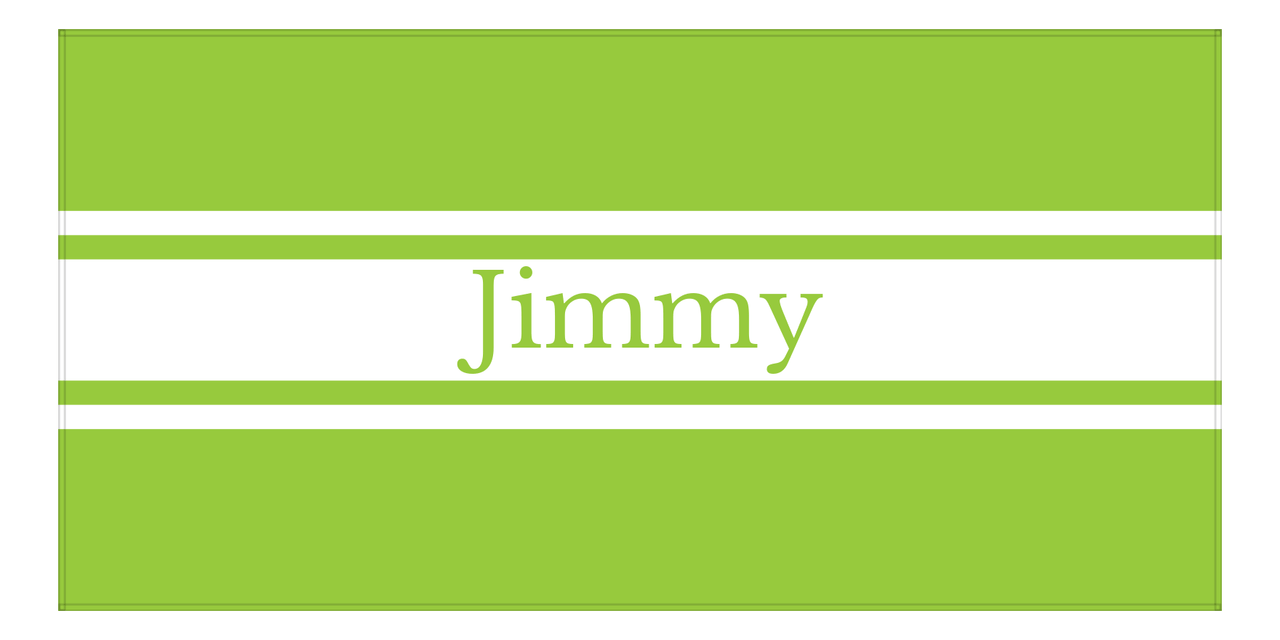 Personalized Striped Beach Towel - Green and White - Front View