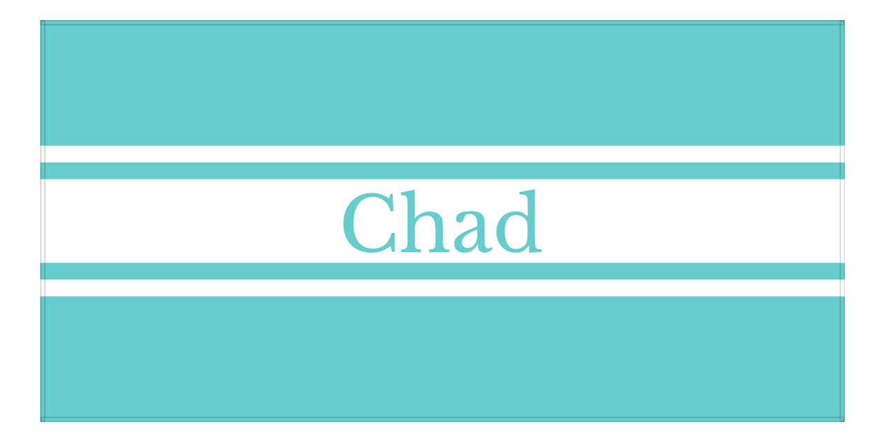 Personalized Striped Beach Towel - Teal and White - Front View