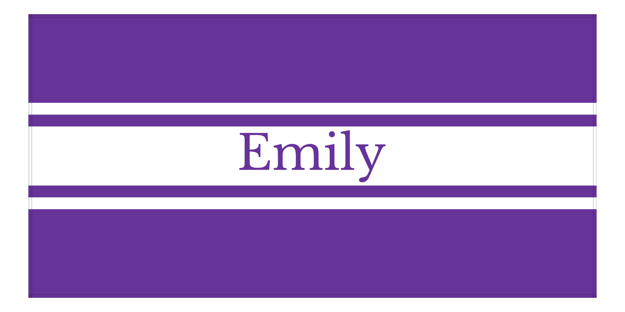 Personalized Striped Beach Towel - Purple and White - Front View