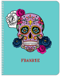 Thumbnail for Personalized Sugar Skulls Notebook - Teal Background - Front View