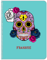 Thumbnail for Personalized Sugar Skulls Notebook - Teal Background - Front View