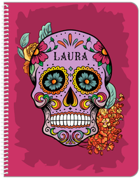 Thumbnail for Personalized Sugar Skulls Notebook - Pink Background - Front View