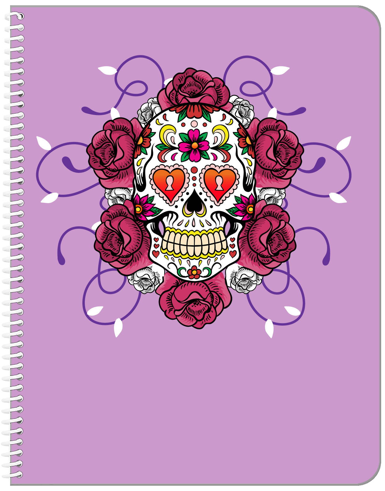 Sugar Skulls Notebook - Purple Background - Front View