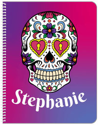 Thumbnail for Personalized Sugar Skulls Notebook - Pink Background - Front View