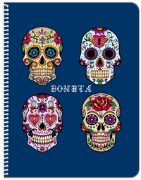 Thumbnail for Personalized Sugar Skulls Notebook - Blue Background - Front View