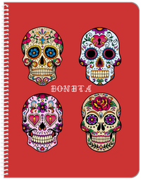 Thumbnail for Personalized Sugar Skulls Notebook - Red Background - Front View