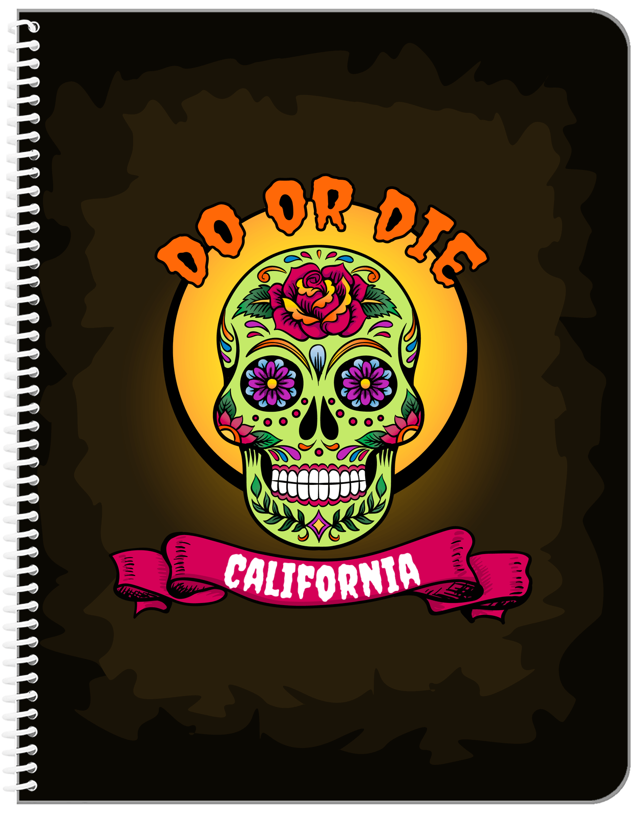 Personalized Sugar Skulls Notebook - Do or Die - Front View