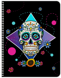 Thumbnail for Sugar Skulls Notebook - Black Background - Front View