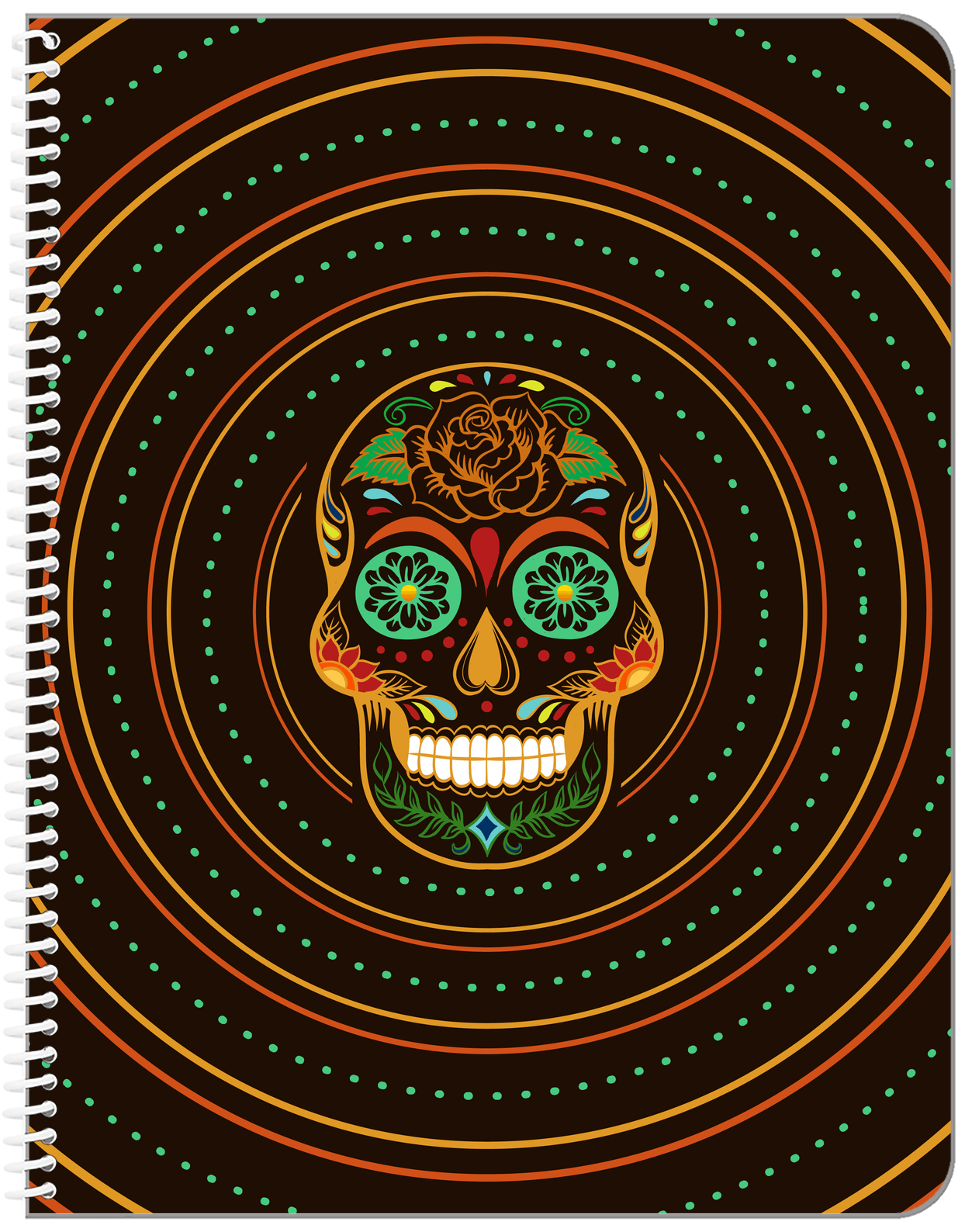 Sugar Skulls Notebook - Brown Background - Front View