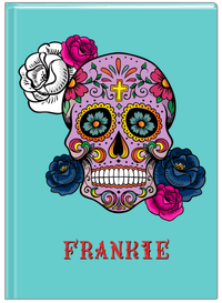 Thumbnail for Personalized Sugar Skulls Journal - Teal Background - Front View