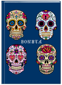 Thumbnail for Personalized Sugar Skulls Journal - Blue Background - Front View