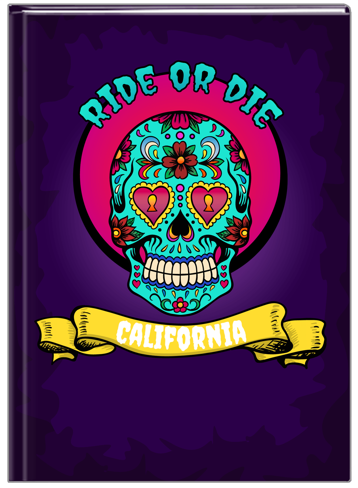 Personalized Sugar Skulls Journal - Ride or Die - Front View