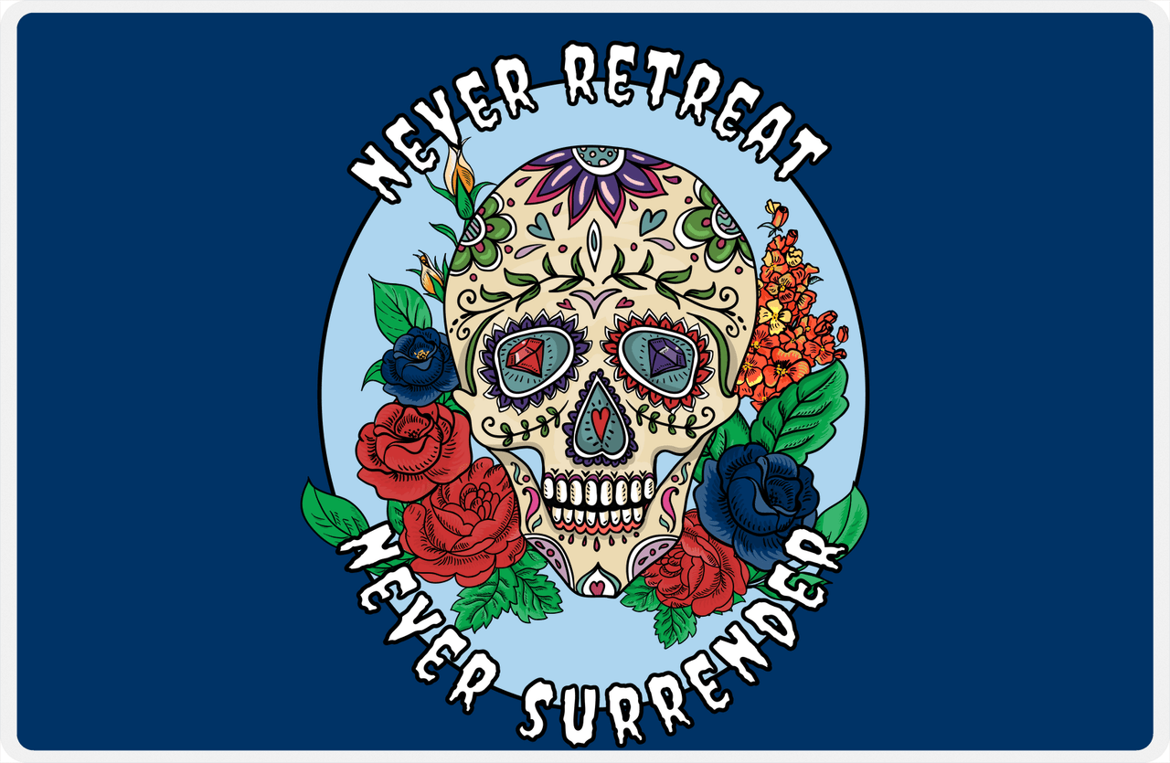 Personalized Sugar Skulls Placemat - Never Retreat Never Surrender -  View
