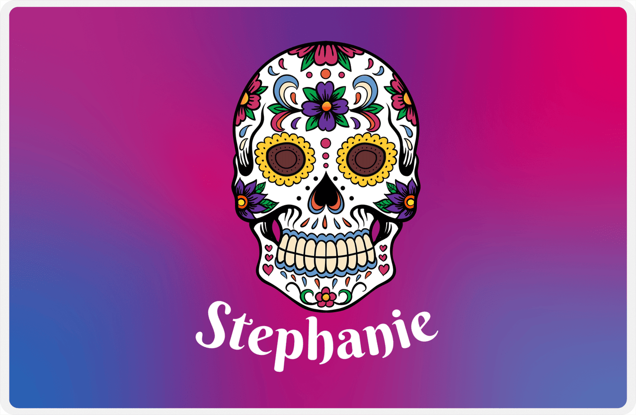 Personalized Sugar Skulls Placemat - Pink Background -  View