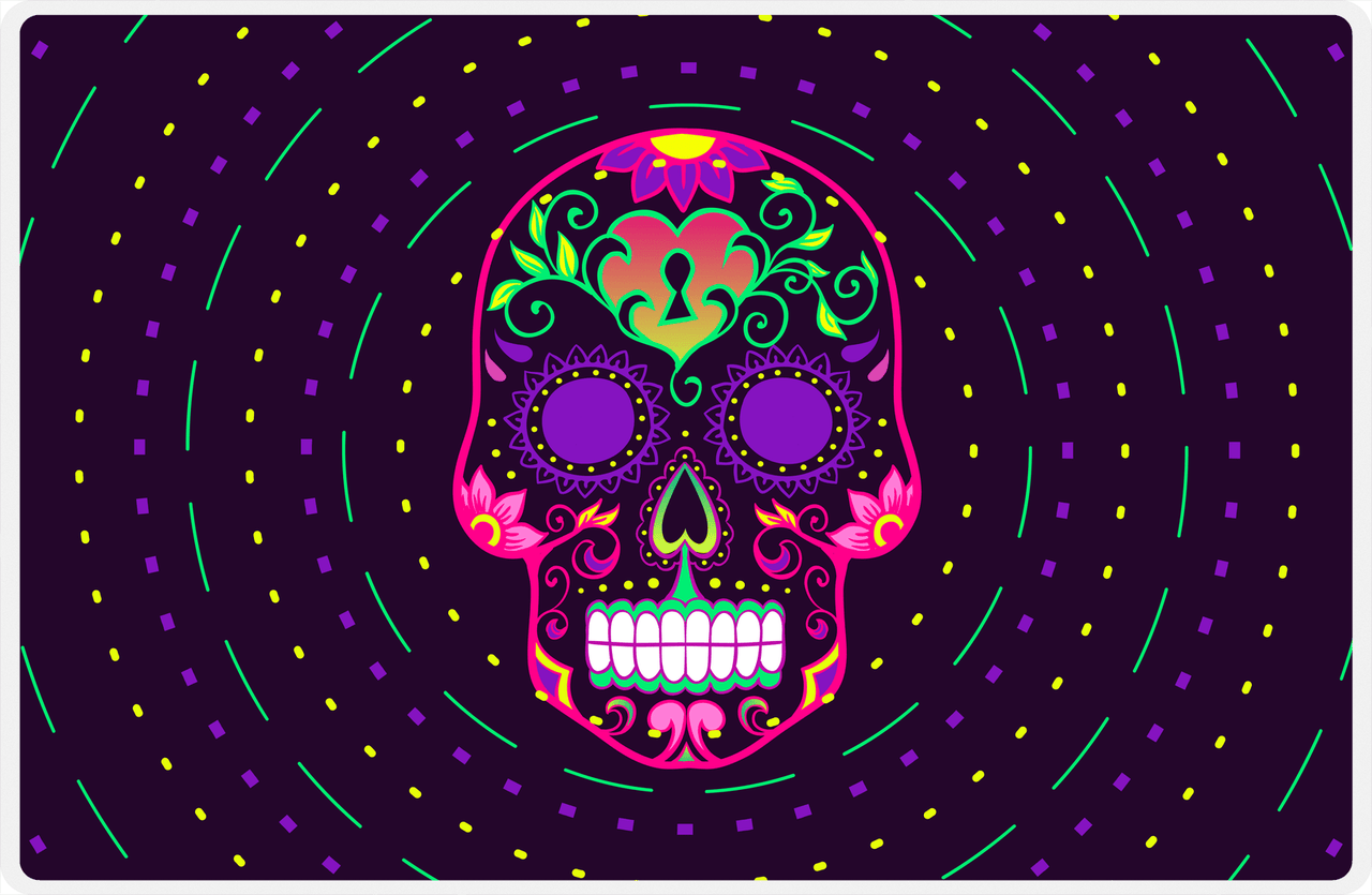 Sugar Skulls Placemat - Purple Background -  View