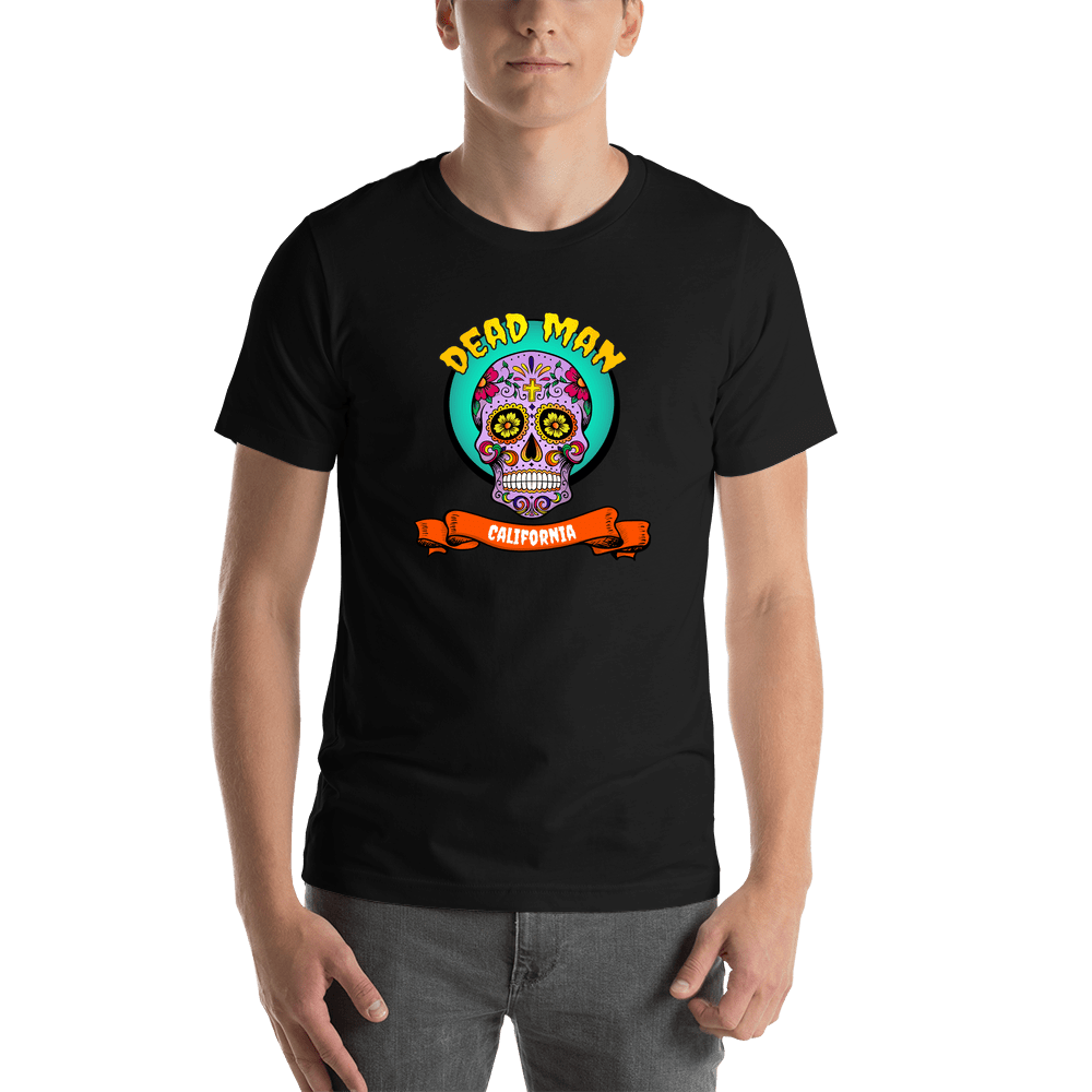 Personalized Sugar Skull T-Shirt - Black - Dead Man - Shirt View