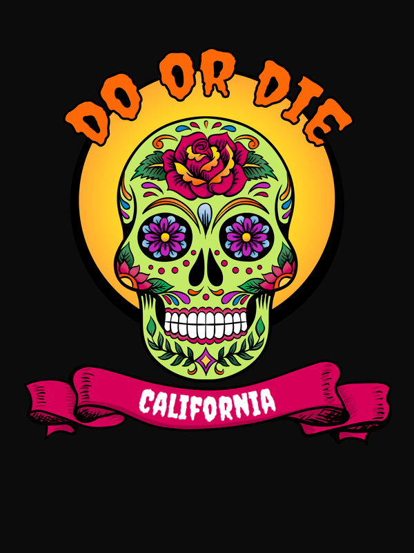Personalized Sugar Skull T-Shirt - Black - Do or Die - Decorate View