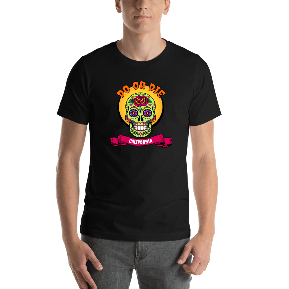 Personalized Sugar Skull T-Shirt - Black - Do or Die - Shirt View