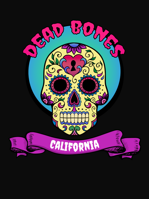 Personalized Sugar Skull T-Shirt - Black - Dead Bones - Decorate View