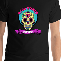 Thumbnail for Personalized Sugar Skull T-Shirt - Black - Dead Bones - Shirt Close-Up View