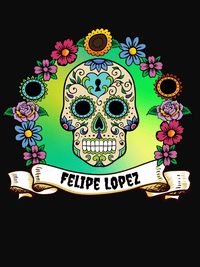 Thumbnail for Personalized Sugar Skull T-Shirt - Black - Heart - Decorate View