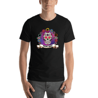 Thumbnail for Personalized Sugar Skull T-Shirt - Black - Flower - Shirt View
