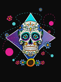 Thumbnail for Sugar Skull T-Shirt - Black - Cross - Decorate View