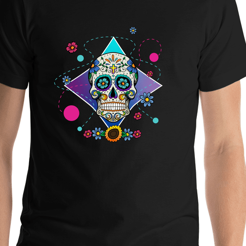 Sugar Skull T-Shirt - Black - Cross - Shirt Close-Up View