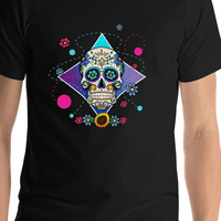 Thumbnail for Sugar Skull T-Shirt - Black - Cross - Shirt Close-Up View