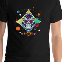 Thumbnail for Sugar Skull T-Shirt - Black - Rose - Shirt Close-Up View