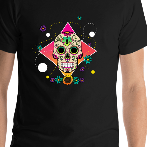 Sugar Skull T-Shirt - Black - Heart - Shirt Close-Up View