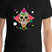 Thumbnail for Sugar Skull T-Shirt - Black - Heart - Shirt Close-Up View