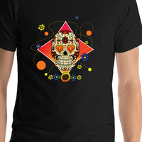 Thumbnail for Sugar Skull T-Shirt - Black - Flower - Shirt Close-Up View