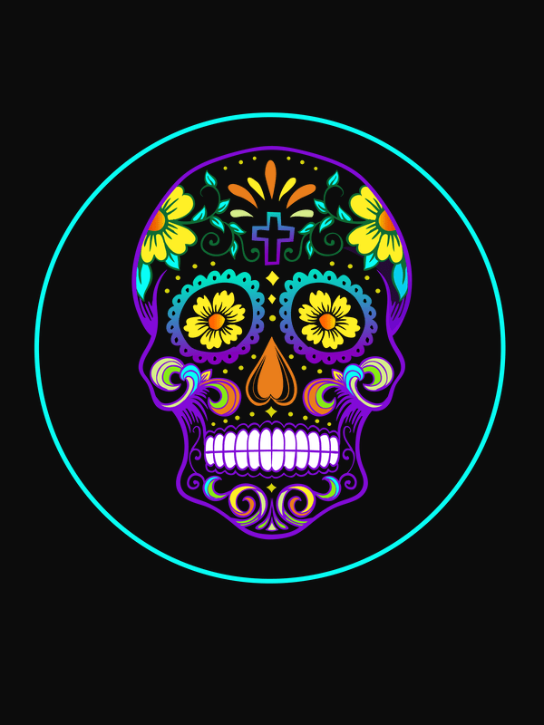 Sugar Skull T-Shirt - Black - Cross - Decorate View