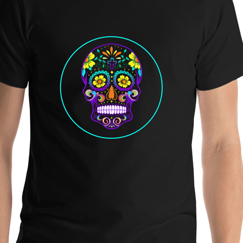Sugar Skull T-Shirt - Black - Cross - Shirt Close-Up View