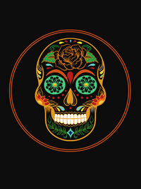 Thumbnail for Sugar Skull T-Shirt - Black - Rose - Decorate View