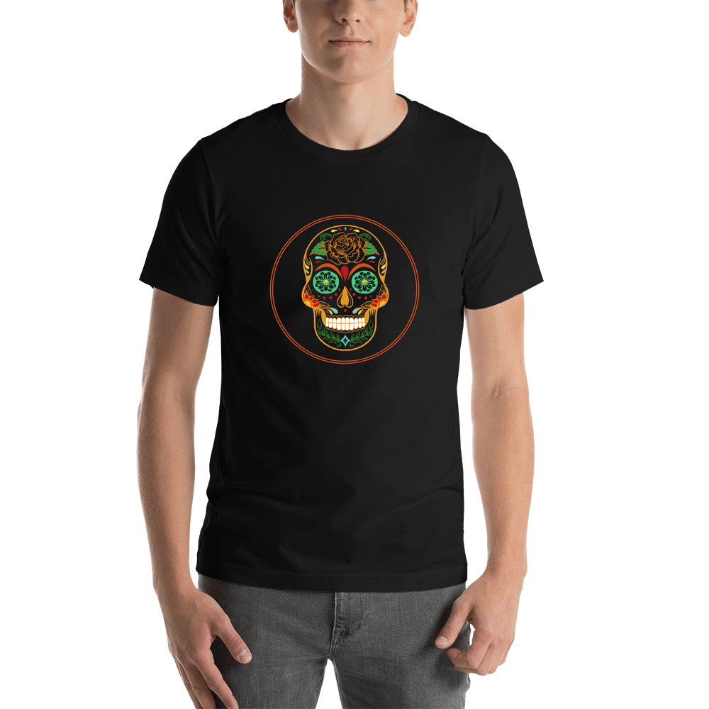 Sugar Skull T-Shirt - Black - Rose - Shirt View