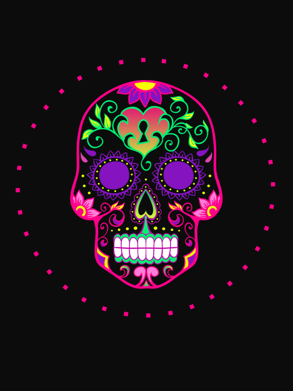 Sugar Skull T-Shirt - Black - Heart - Decorate View