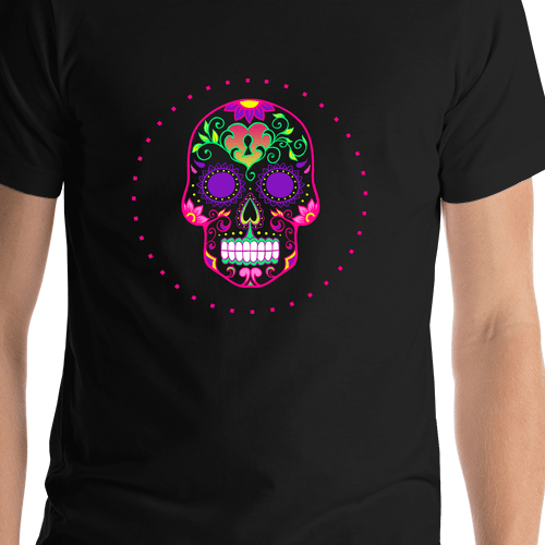 Sugar Skull T-Shirt - Black - Heart - Shirt Close-Up View