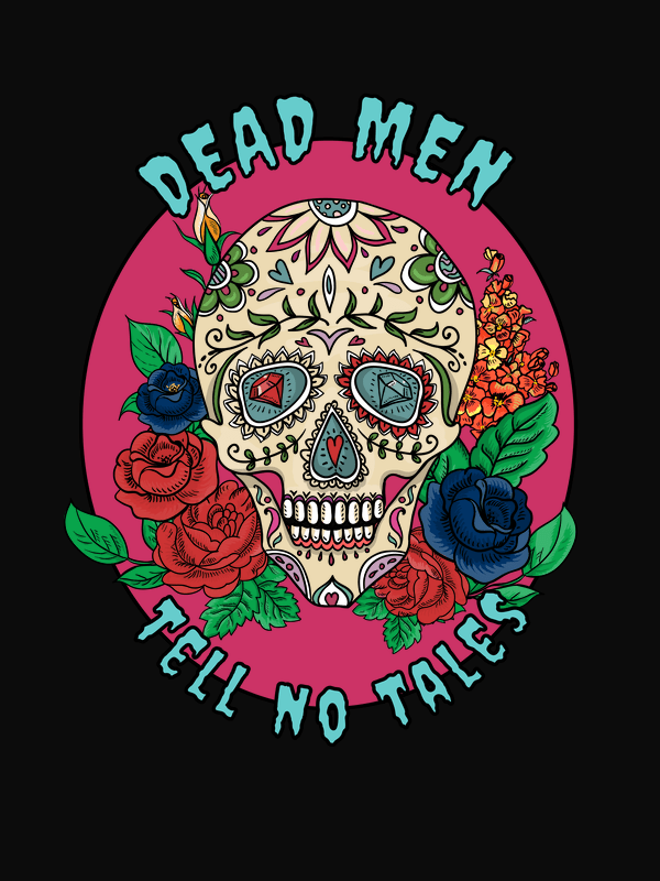 Sugar Skull T-Shirt - Black - Dead Men Tell No Tales - Decorate View