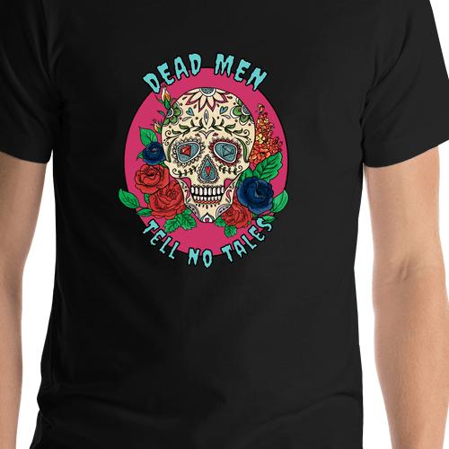 Sugar Skull T-Shirt - Black - Dead Men Tell No Tales - Shirt Close-Up View