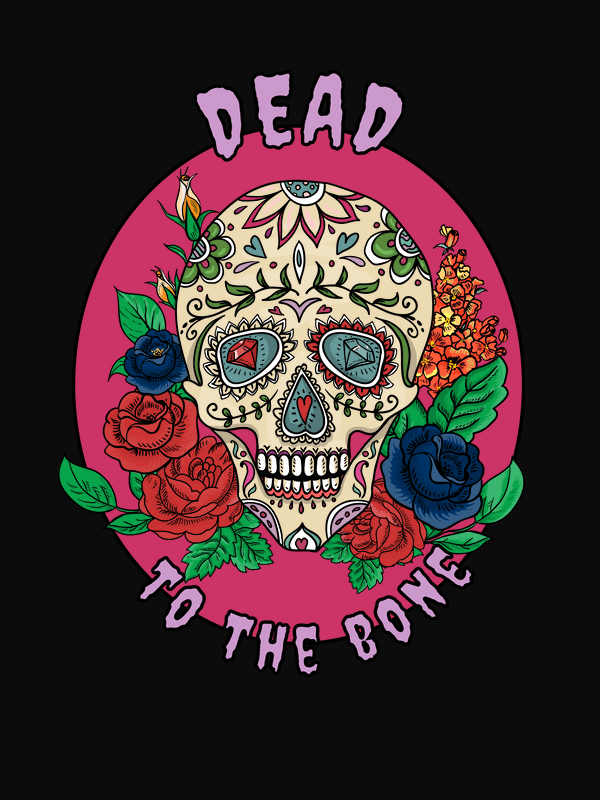 Sugar Skull T-Shirt - Black - Dead to the Bone - Decorate View