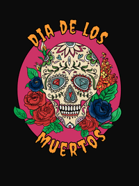 Thumbnail for Sugar Skull T-Shirt - Black - Dia de los Muertos - Decorate View