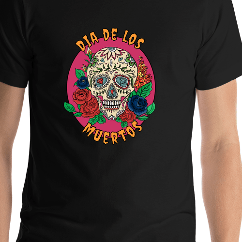 Sugar Skull T-Shirt - Black - Dia de los Muertos - Shirt Close-Up View