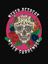 Thumbnail for Sugar Skull T-Shirt - Black - Never Retreat Never Surrender - Decorate View