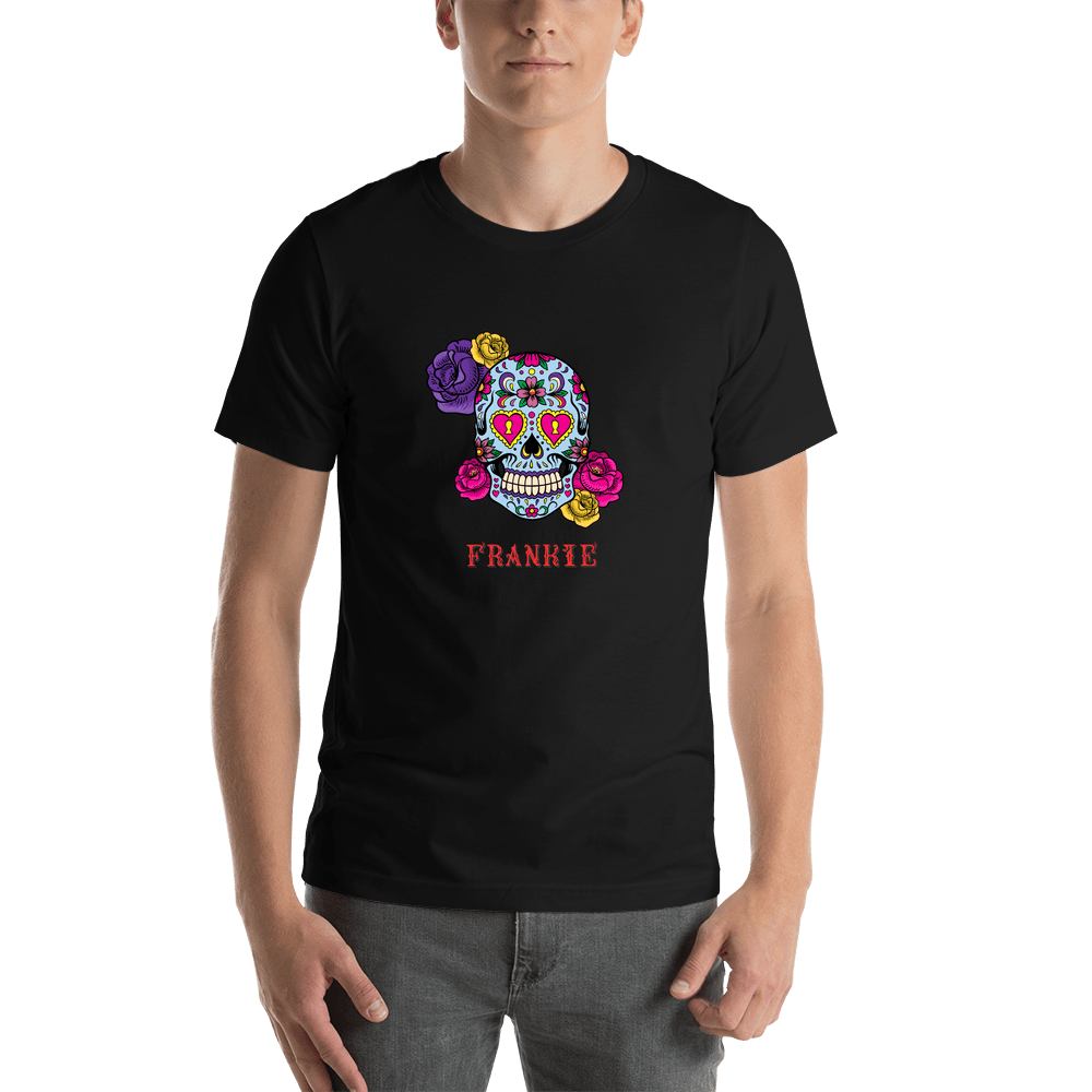 Personalized Sugar Skull T-Shirt - Black - Shirt View
