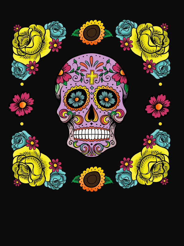 Sugar Skull T-Shirt - Black - Decorate View